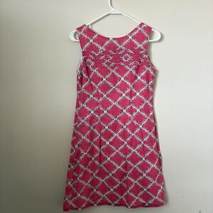 Merona Sleeveless sheath dress Pink White garden gate 100% Cotton Size 2 Spring